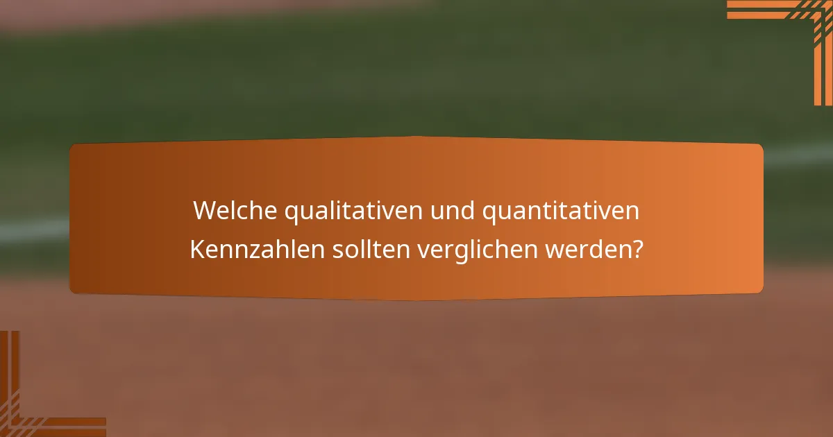 Welche qualitativen und quantitativen Kennzahlen sollten verglichen werden?